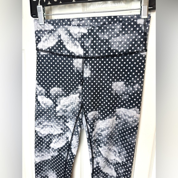 LULULEMON Wunder Under Crop Leggings Pants Dottie Dream Rose Polka Dot Tights - Picture 4 of 11